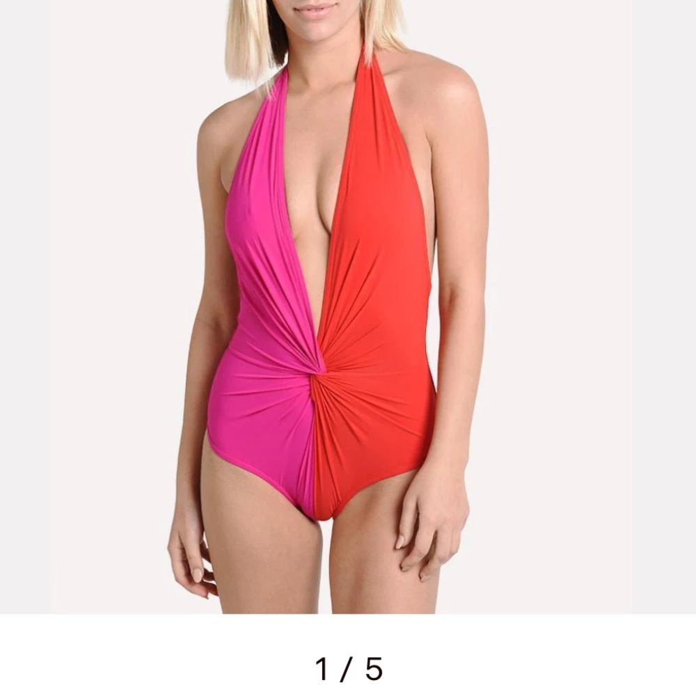NWT Karla Colletto plunge halter one piece